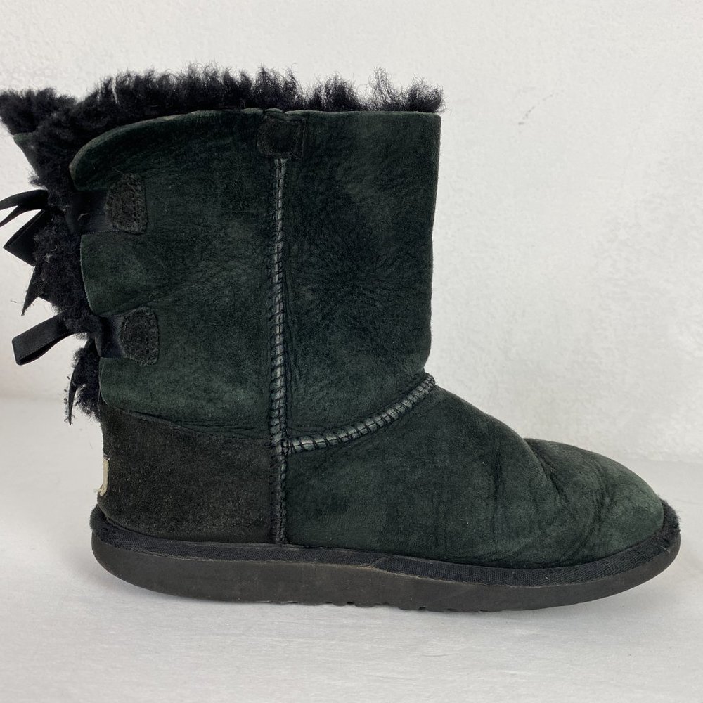 UGG Bailey II Black Bow Short Boot Slippers - Picture 2 of 11